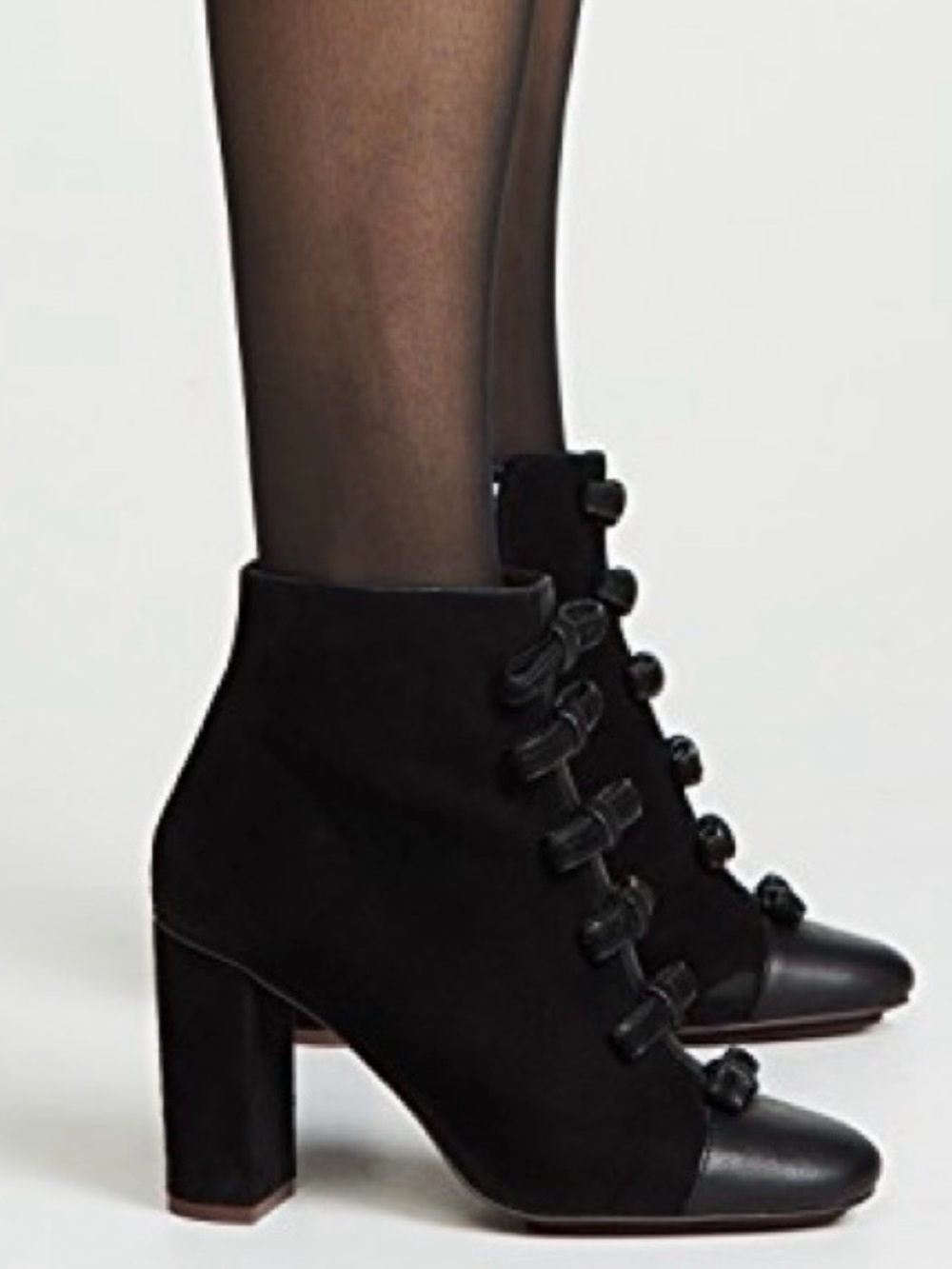See by Chloé Gisele Black Suede &
Leather Bow Ankle Boots US 9/EU 40